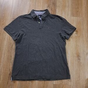 Tommy Hilfiger Men’s Dark Gray Polo Shirt Custom Fit Size XL